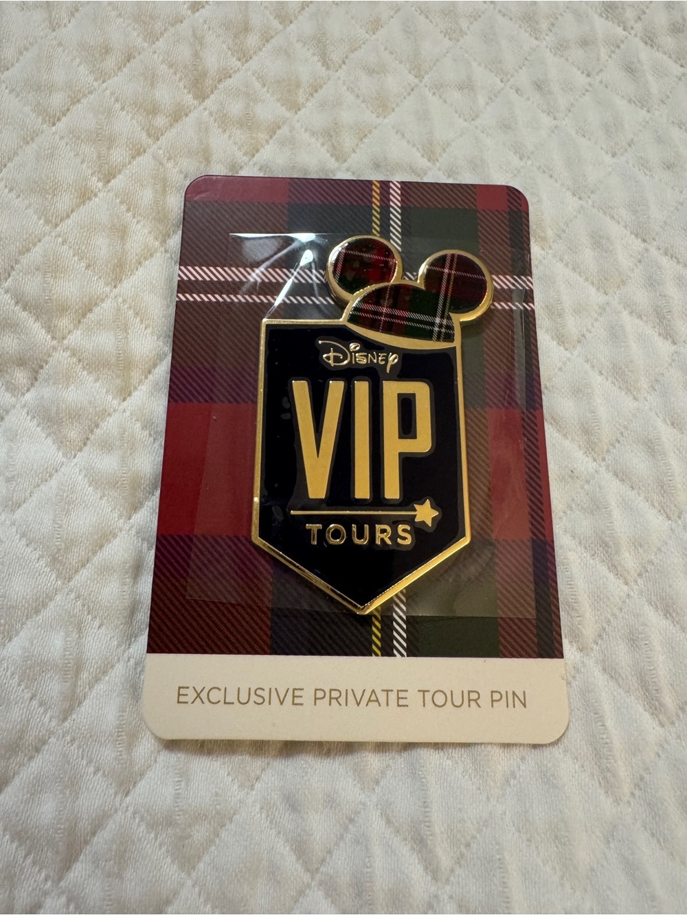 Disney VIP Tours Pin - Black & Gold with Plaid Mickey Ears
